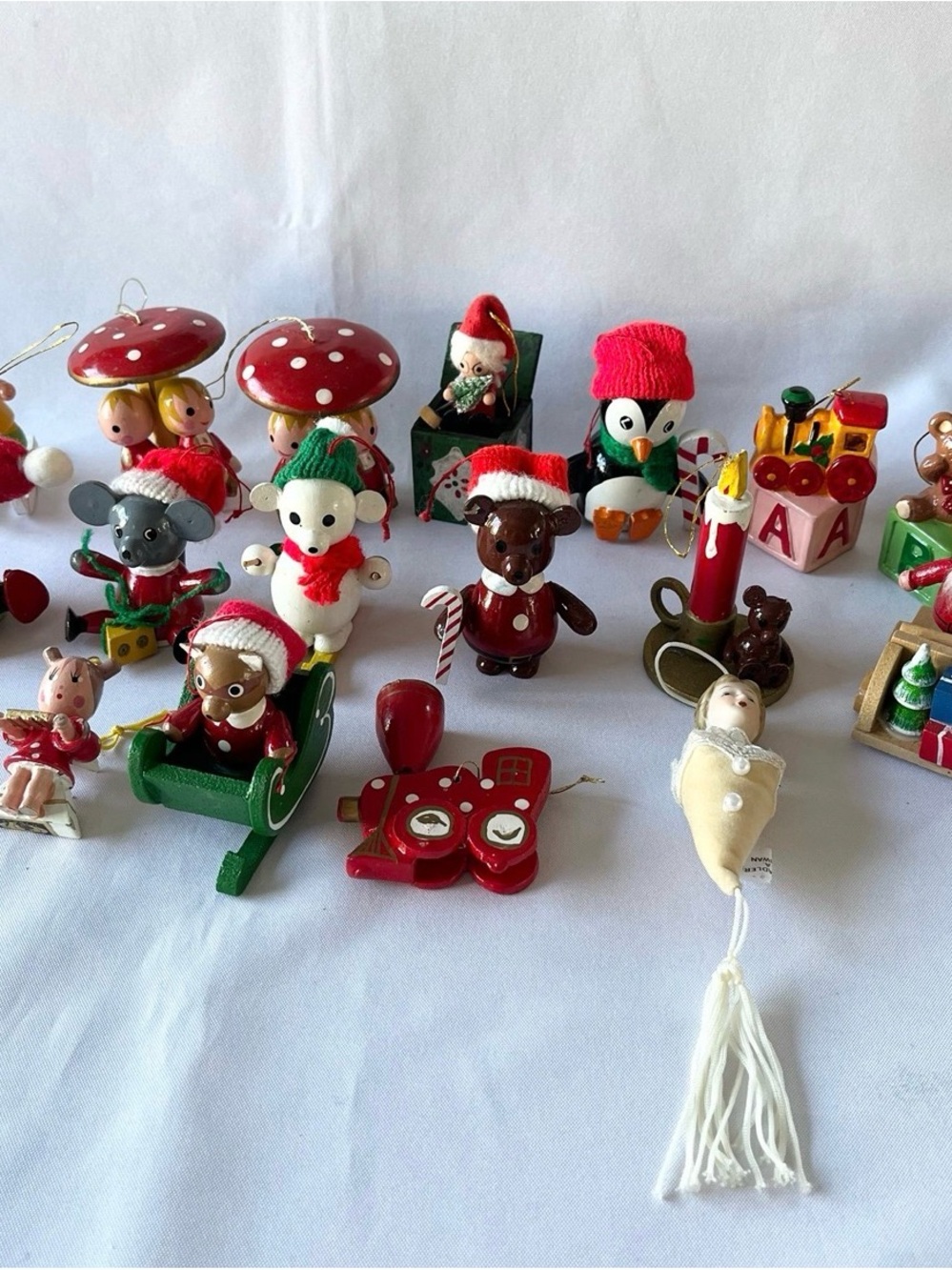 Collection Of Wooden Christmas Ornaments From 1960s-1970s
